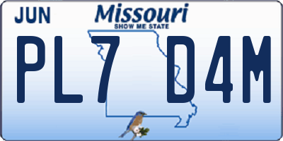 MO license plate PL7D4M