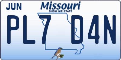 MO license plate PL7D4N