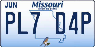 MO license plate PL7D4P