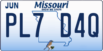 MO license plate PL7D4Q