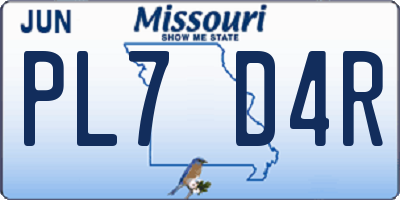 MO license plate PL7D4R