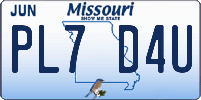 MO license plate PL7D4U