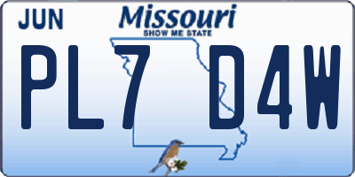MO license plate PL7D4W