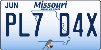 MO license plate PL7D4X