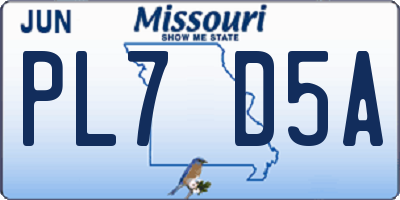 MO license plate PL7D5A