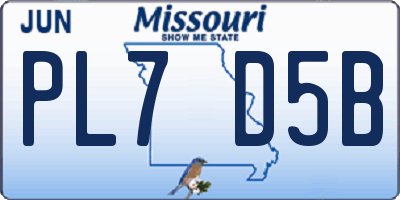 MO license plate PL7D5B