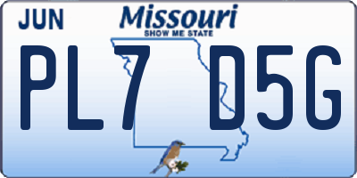 MO license plate PL7D5G