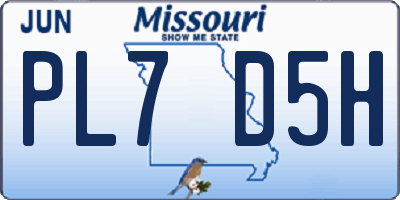 MO license plate PL7D5H
