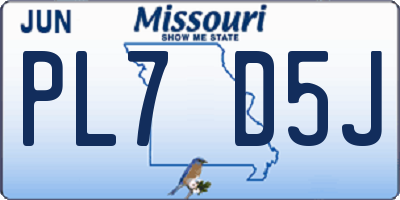 MO license plate PL7D5J