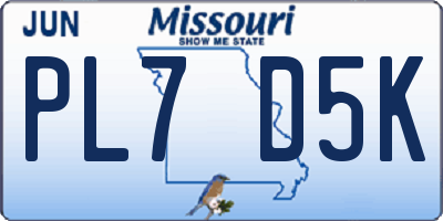 MO license plate PL7D5K
