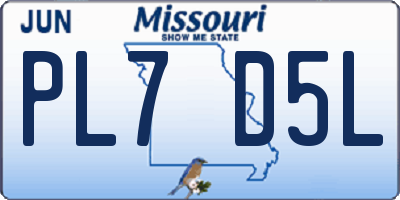 MO license plate PL7D5L