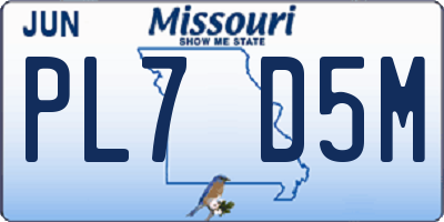 MO license plate PL7D5M