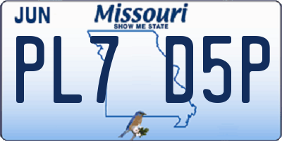MO license plate PL7D5P