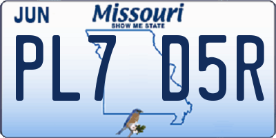 MO license plate PL7D5R