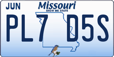 MO license plate PL7D5S