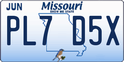 MO license plate PL7D5X