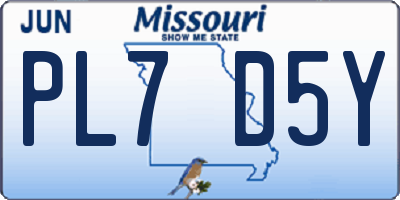 MO license plate PL7D5Y