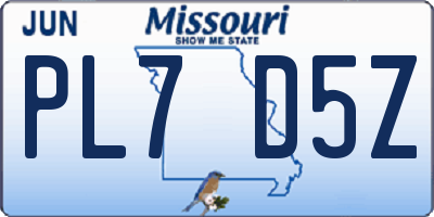 MO license plate PL7D5Z