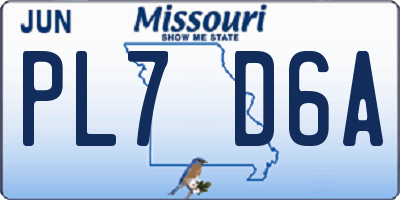 MO license plate PL7D6A