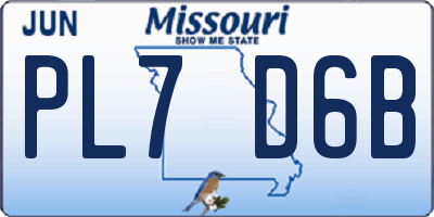 MO license plate PL7D6B