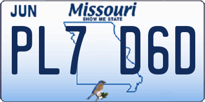 MO license plate PL7D6D