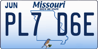 MO license plate PL7D6E