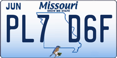 MO license plate PL7D6F