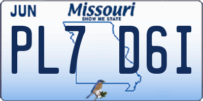 MO license plate PL7D6I