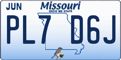 MO license plate PL7D6J