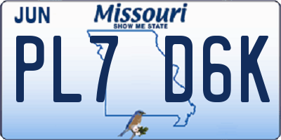 MO license plate PL7D6K