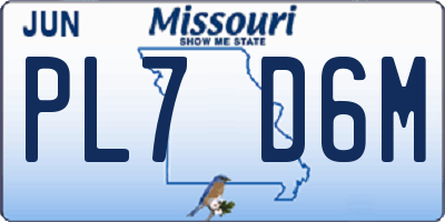 MO license plate PL7D6M