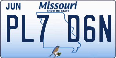 MO license plate PL7D6N