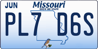 MO license plate PL7D6S