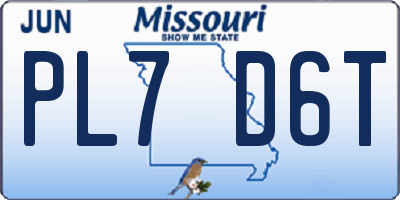 MO license plate PL7D6T