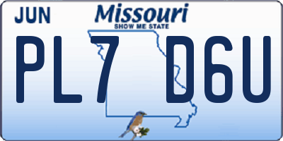 MO license plate PL7D6U