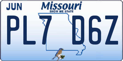 MO license plate PL7D6Z
