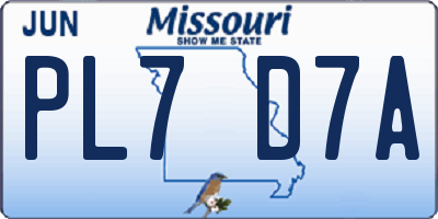 MO license plate PL7D7A