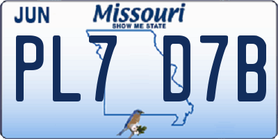 MO license plate PL7D7B