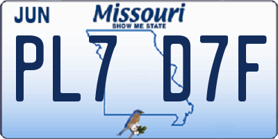 MO license plate PL7D7F