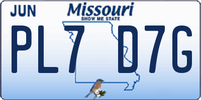 MO license plate PL7D7G
