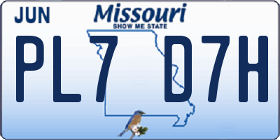 MO license plate PL7D7H