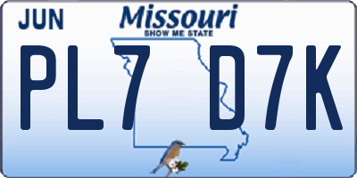 MO license plate PL7D7K