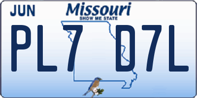 MO license plate PL7D7L