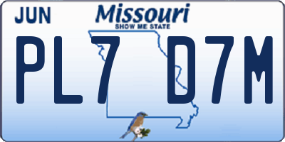 MO license plate PL7D7M