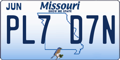 MO license plate PL7D7N