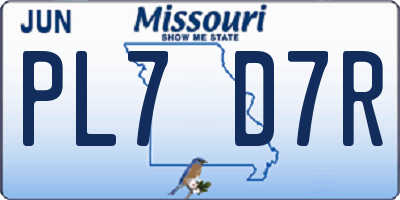 MO license plate PL7D7R