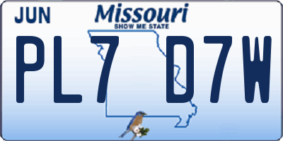 MO license plate PL7D7W