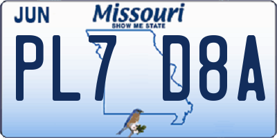 MO license plate PL7D8A