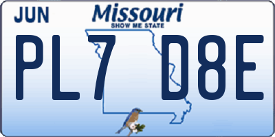 MO license plate PL7D8E