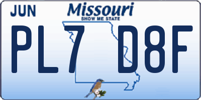 MO license plate PL7D8F